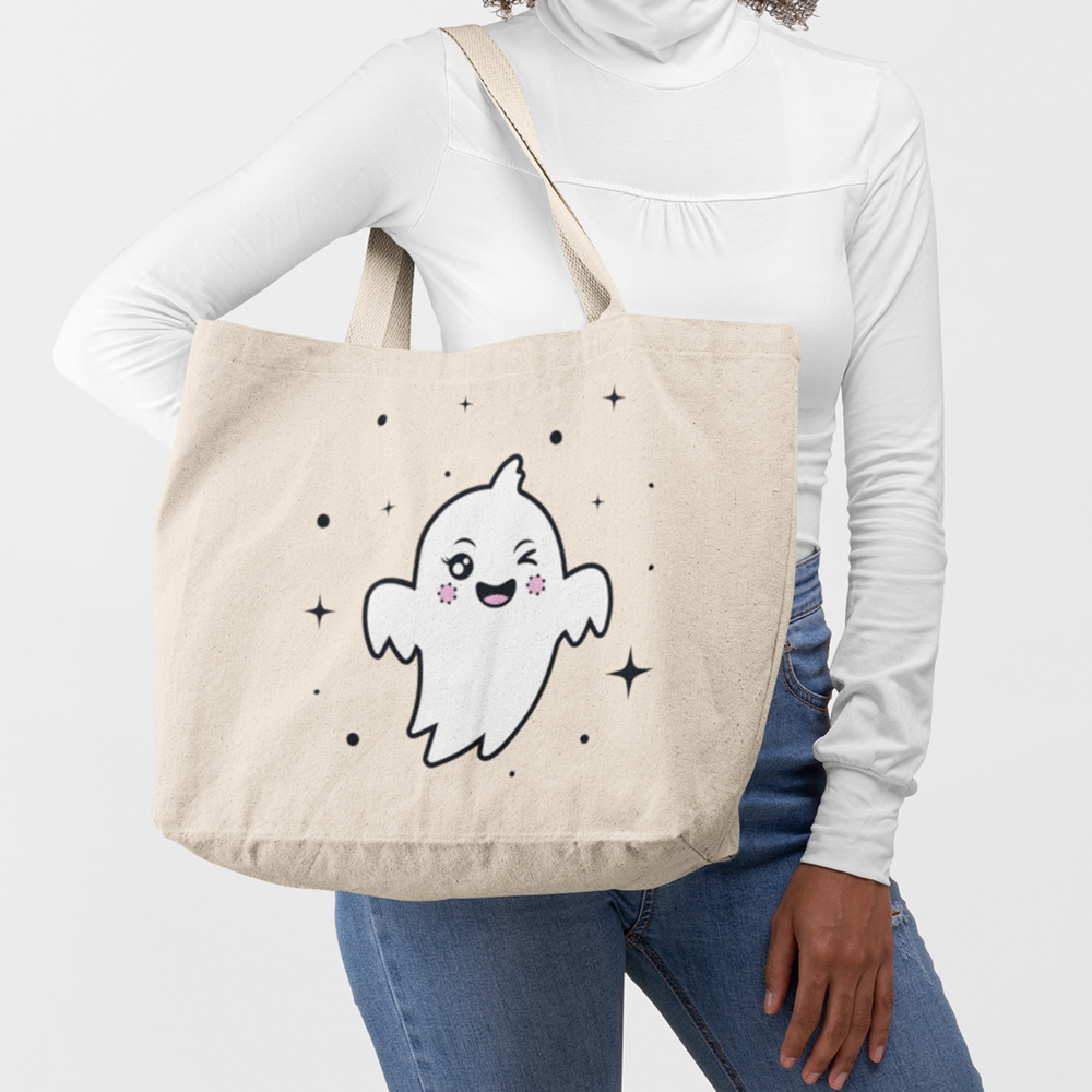 "Cute Ghost" - Fair & Bio Große Baumwolltasche