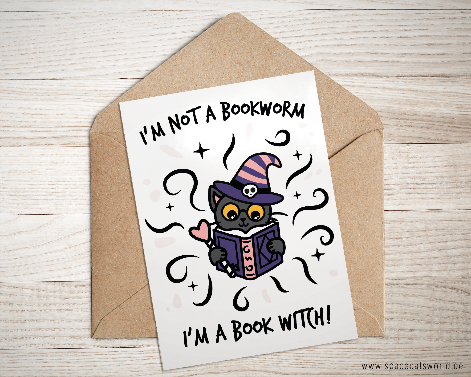 "I'm not a Book Worm. I'm a Book Witch" - Halloween Grußkarte (A6)