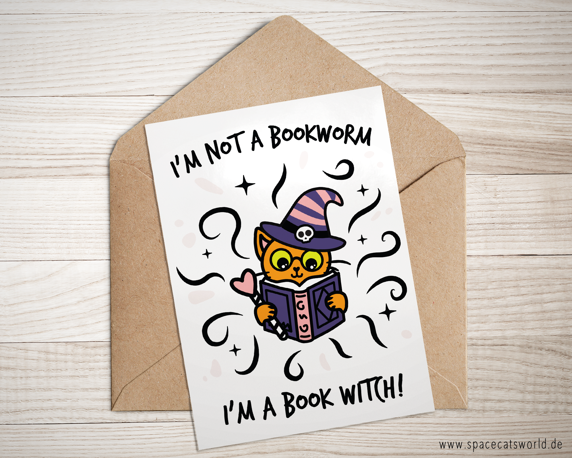 "I'm not a Book Worm. I'm a Book Witch" - Halloween Grußkarte (A6)