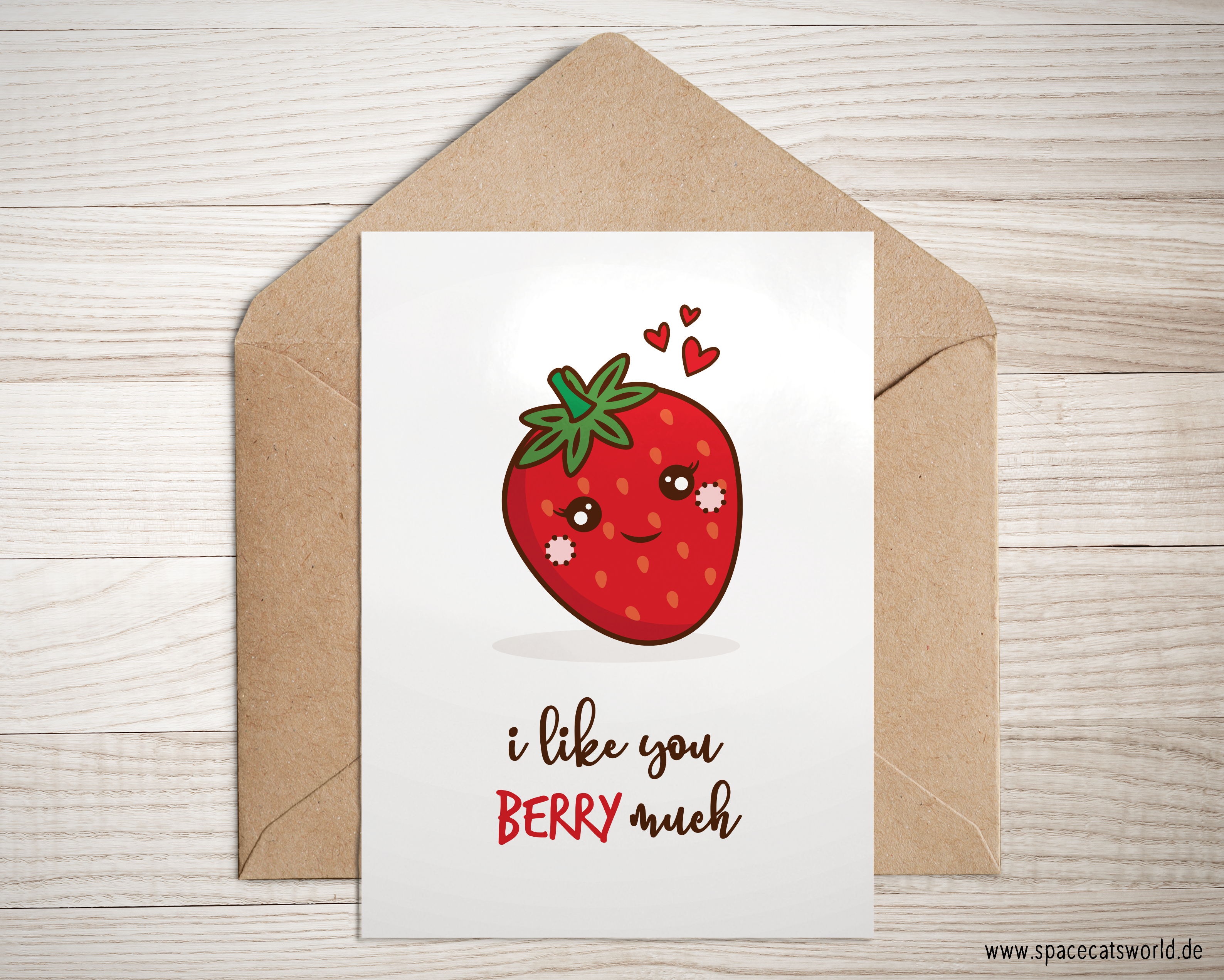 "I like you berry much" - Gruß-/Valentinskarte (A6)