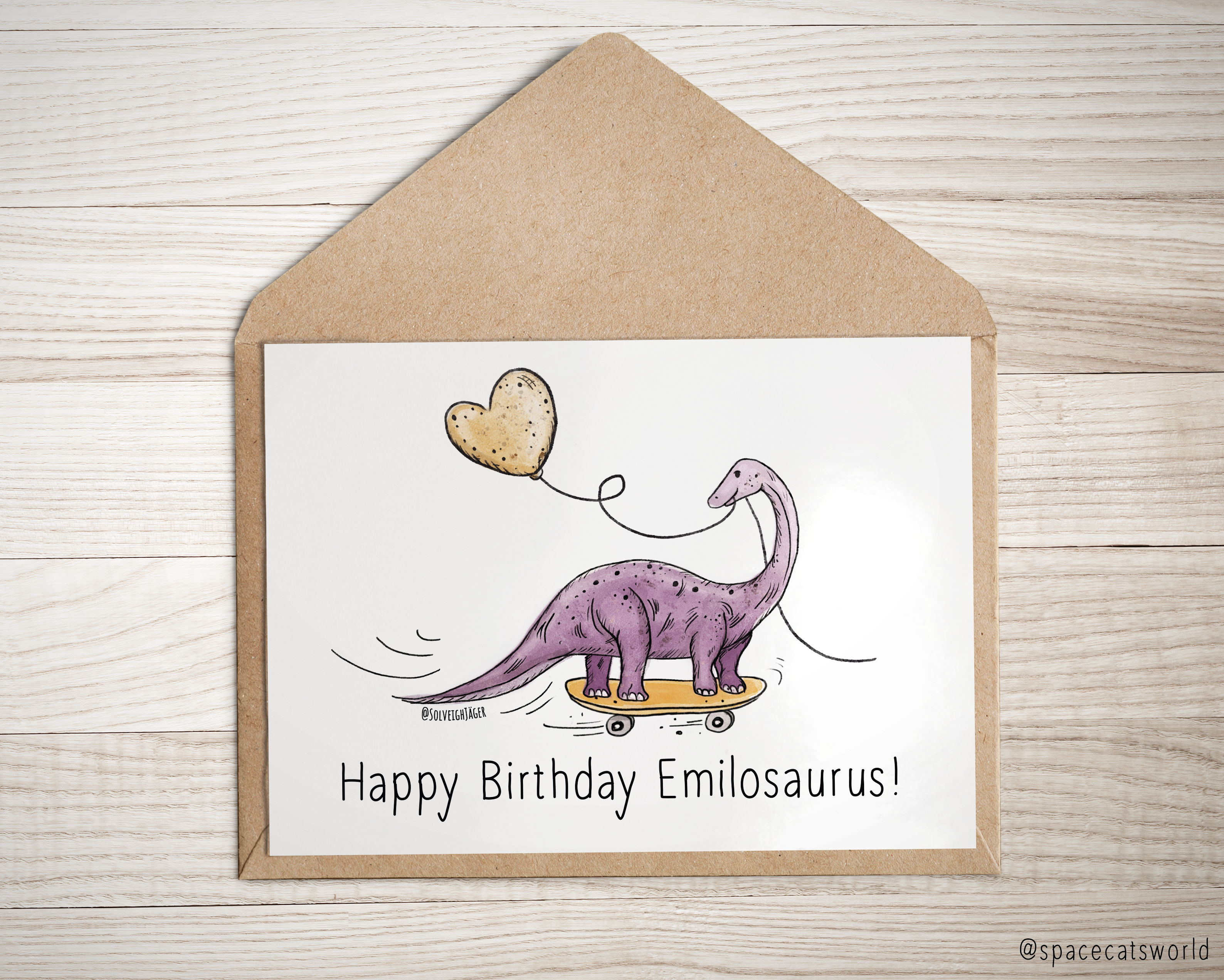 "Dinosaurier" - Personalisierte Gruß-/Geburtstagskarte