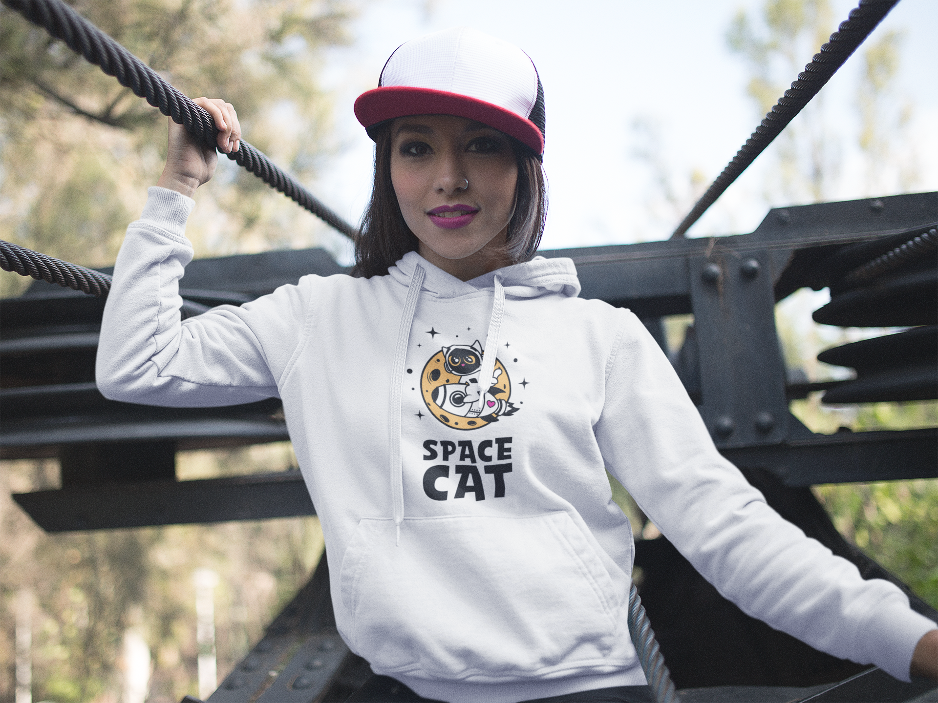 "SPACECAT" - Kapuzenpullover Hoodie für Damen und Herren