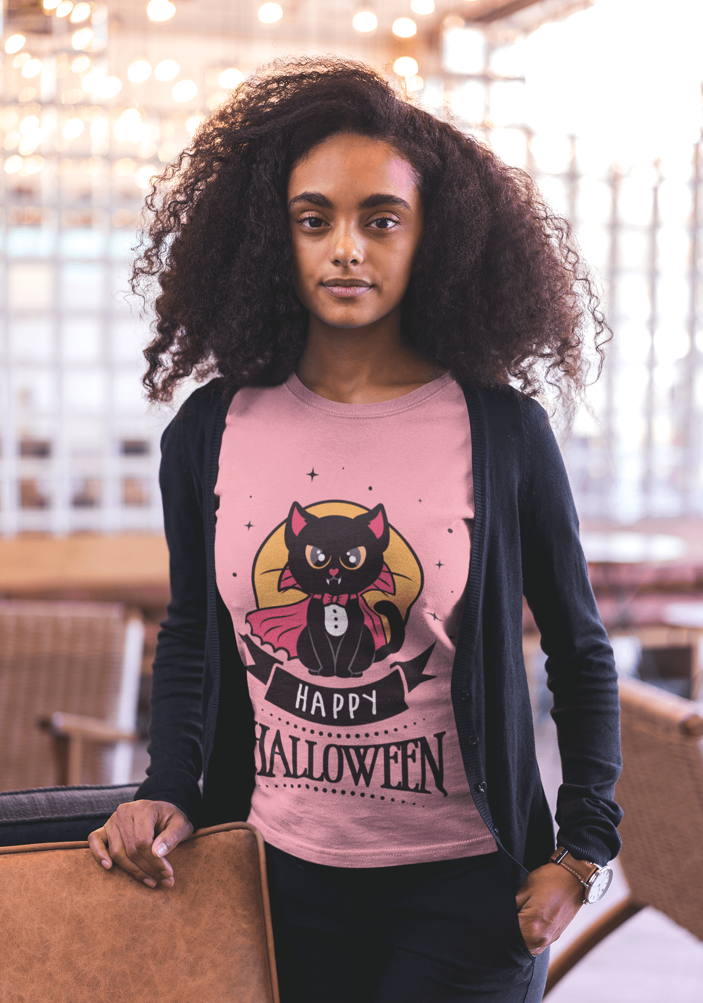 Happy Halloween Cat Vampire Unisex-T-Shirt - SPACECAT