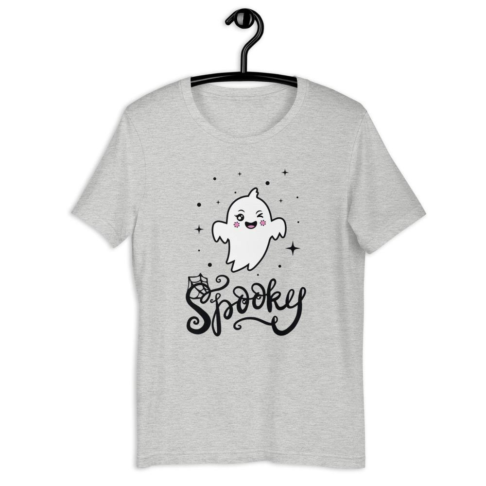 "Spooky Ghost" - Black Unisex-T-Shirt - SPACECAT