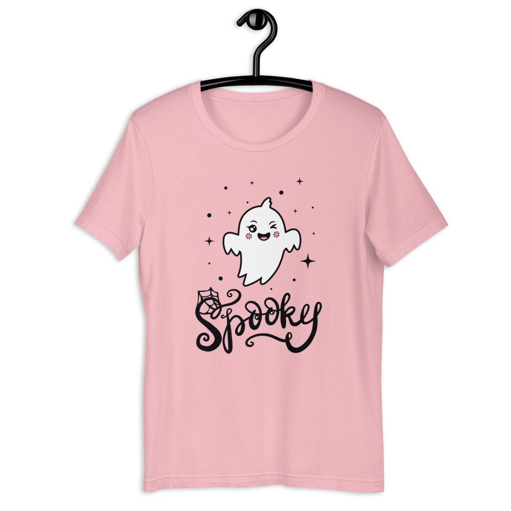 "Spooky Ghost" - Black Unisex-T-Shirt - SPACECAT