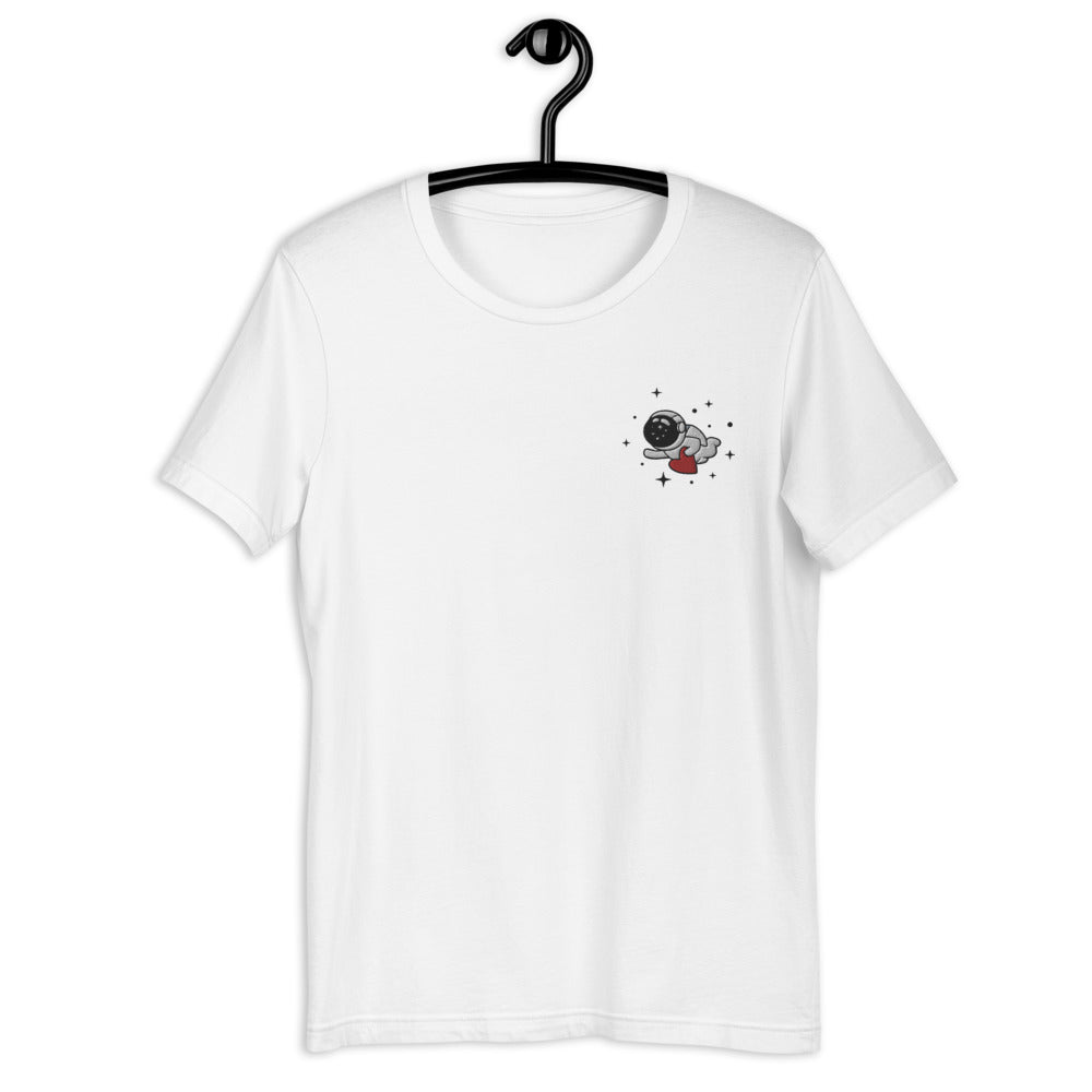 "Astronaut in Love" - T-Shirt für Damen und Herren mit Stickerei